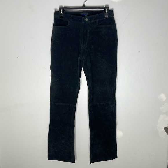 JOU JOU 100% Leather Suede Button Front Boot Cut Pants Size 7/8 NEW! - Picture 1 of 6